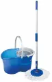 Набор для уборки Лайма ведро 14 л/5 л с отжимом, швабра с круглой насадкой (2 штуки, крепление кольцо) (601460)