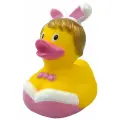 Игрушка для ванной FUNNY DUCKS Банни уточка (1852), желтый/розовый
