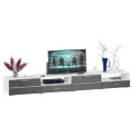 Две ТВ тумбы Ларго 1,4 цвет корпус белый/фасады МДФ графитово-серый глянец, 280х46х35 см, НЕ ун. сб.