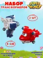 Набор трансформеров Super Wings Джетт и Пол, пластик, трансформируются в самолеты, 5 см