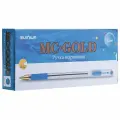 Упаковка 24 шт. Ручка шариковая масляная с грипом MUNHWA MC Gold, синяя, корпус прозрачный, узел 0,5 мм, линия письма 0,3 мм, BMC-02