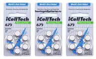 Батарейки для слуховых аппаратов №675 iCellTech (18 штук)