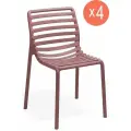 Комплект из 4-х садовых обеденных стульев NARDI Doga Bistrot, усиленный пластик, цвет марсала