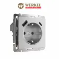 Встраиваемая розетка со шторками и USB A+C Werkel W1171765, быстрая зарядка Quick charge 3.0, серебряный матовый