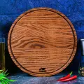 Разделочная доска деревянная круглая 25 см из дуба, подставка под горячее