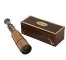 Подзорная труба с кожаным покрытием в дер. боксе сувенирная (L макс = 27.5 см) 6.5 х 16.5 х 5.5 см (NA-2026)