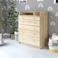 Пеленальный комод Pituso Tori, 5 ящиков, 47.6х80,2х101,1 см, дуб сонома/дуб сонома
