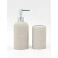 Набор для ванной «Плетение», 2 предмета, дозатор для мыла, стакан, бежевый