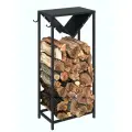 Дровница уличная с полкой, полностью металлическая 50х110 см, Черный