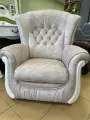 Под заказ. Кресло для отдыха Фаворит цвет-микровелюр мягкий бежево молочный SIESTA MILK, декор светлый
