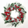 Венок новогодний Красные птички, литая хвоя, d 45см