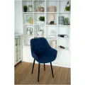 Стул EXPERTMEBEL Саваж мягкий с подлокотниками, синий на черных ножках