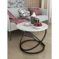 Столик журнальный круглый. Лофт. белый мрамор/черный