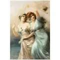 Набор алмазной вышивки Две Дамы и Амур, размер 50х74см, 55 цветов