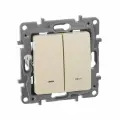 10 шт. Legrand Etika Слоновая кость Выключатель 2-х клавишный с подсветкой, 10А, Винтовые клеммы 672304