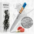 Kimatsugi / Японский кухонный Шеф-нож Damascus #104. Настоящая дамасская сталь 73 слоев. VG-10 в обкладках. Длина лезвия 210 мм. С пластиковыми ножнами. В подарочной коробке