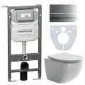 Комплект 4 в 1 Ceramicanova с инсталляцией Envision, безободковым унитазом Play, матовой клавишей Flat