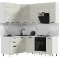 Кухня угловая Эталон Рио,1,6* 2.00 м (900), антарес дуб крафт белый /белый , ЛДСП