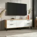 Тумба под телевизор Флэш (1500) (Браш Вайт, Дуб Крафт)