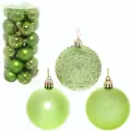 Новогодние шары 6 см (набор 24 шт) «Микс фактур», салатовый, пластик, для елки и декорирования