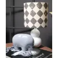 Абажур для настольной лампы, лён Ромбы серые, цилиндр 170