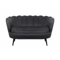 Прямой дизайнерский диван ракушка, Pearl double black, черного цвета с черными ножками