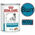Royal Canin Hypoallergenic Dog (паштет) Влажный диетический корм для взрослых собак при пищевой аллергии (8шт по 400г)