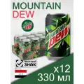 Mountain Dew, 0.33 л, 12 шт, банка (газированный напиток Маунтин Дью классический, MNT DEW)