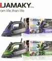 Утюг паровой повышенной мощности 2800 Вт JAMAKY 1004 / Электроутюг пароочиститель Ручной Домашний Дорожный черный - салатовый / Отпариватель для одежды 2800W с антипригарным покрытием