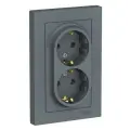 Розетка электрическая двухместная Systeme Electric Atlas Design с заземлением, в сборе 16А, Грифель ATN000724 - 2 шт.