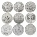 Полный набор монет 25 рублей (9штук). Россия. Советская и Российская мультипликация. 2021 год. Качество UNC