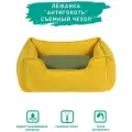 Лежанка антикоготь со съемным чехлом для щенка, собаки и кошки Casper Candy из микровелюра желто-зеленая 75*60*20 см