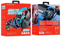 Наушники, Игровые проводные наушники BO104, с микрофоном, встроенная подсветка, регулятор громкости на проводе, синий