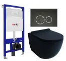 Комплект 3 в 1 инсталляция Enio Tecnico 52 EN8050052 + Унитаз подвесной Esbano Garcia + кнопка черная матовая, окантовка хром Rotondo