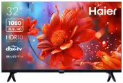 Телевизор Haier 32 Smart TV S2, Android TV, черный 32 дюйма - Full HD, 2 динамика, LED, HDR10, 2024 год