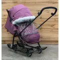 Санки-коляска Nika Ника Детям 7-5SK НД7-5SK, перекидная ручка, рюкзак, барьера, цвет: ежевичный