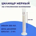 Мерный цилиндр 250 мл с носиком на стеклянном основании, класс точности 2, цена деления 2 мл, ГОСТ 1770 74