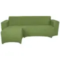 Чехол на угловой диван с оттоманкой Venera - выступ слева, цвет Зеленый Светлый