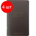 Комплект 4 штук, Блокнот BS, 130х210мм, 48л, линейка, скрепка. Flora, черный N4121