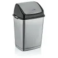 Контейнер для мусора с плавающей крышкой 50л, черный-серебристый, долговечный