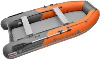 Лодка надувная ПВХ под мотор ROGER Sfera 3300, лодка роджер НДНД с ковриком призма (оранжевый-графитовый)