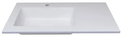 Мебельная раковина Madera Modul 90 L встраиваемая, из искусственного мрамора, с правым крылом, раковина для ванной, белая, прямоугольная