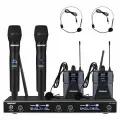 4-канальная беспроводная микрофонная система UHF с 2 поясными микрофонами и 2 ручными микрофонами FB-U400H2