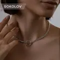 Колье SOKOLOV, серебро, 925 проба, родирование, длина 45 см., золотистый