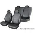 Модельные чехлы на сиденья Defly Nissan Almera 2012-2019 Экокожа Черный сплошной задний ряд