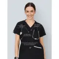 Топ медицинский Raisin 2.0, с карманами, дышащий, V-образный вырез, женский, M, черный