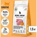 Корм Bowl Wow NATURAL SUPER PREMIUM, для взрослых кошек, с индейкой, курицей и тыквой, 1.5 кг