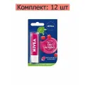 Nivea Бальзам для губ Вишневое сияние, 4,8 г, 12 шт