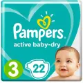 Подгузники Pampers Active Baby-Dry, 6-10 кг, размер 3, 22 шт