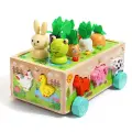 Тележка для животных Happy Farm Animal Cart, деревянная, 3 тяговых колеса, для детей 1-2 лет